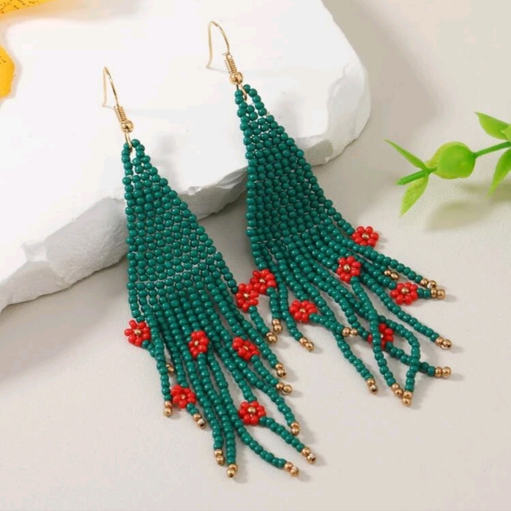 Beaded Flower Earrings